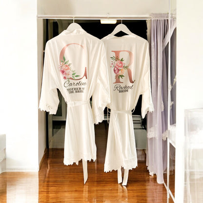 Lace Edge Robe - Satin Printed Adults (22 Colours)