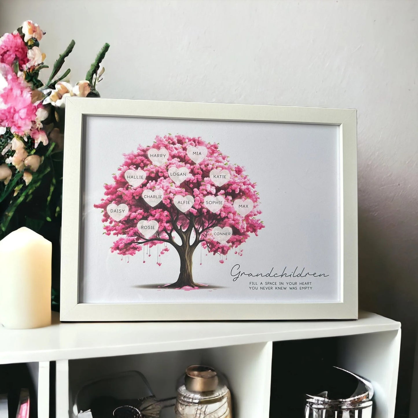 A4 Grandchildren Blossom Print & Frame (Up to 15 names)