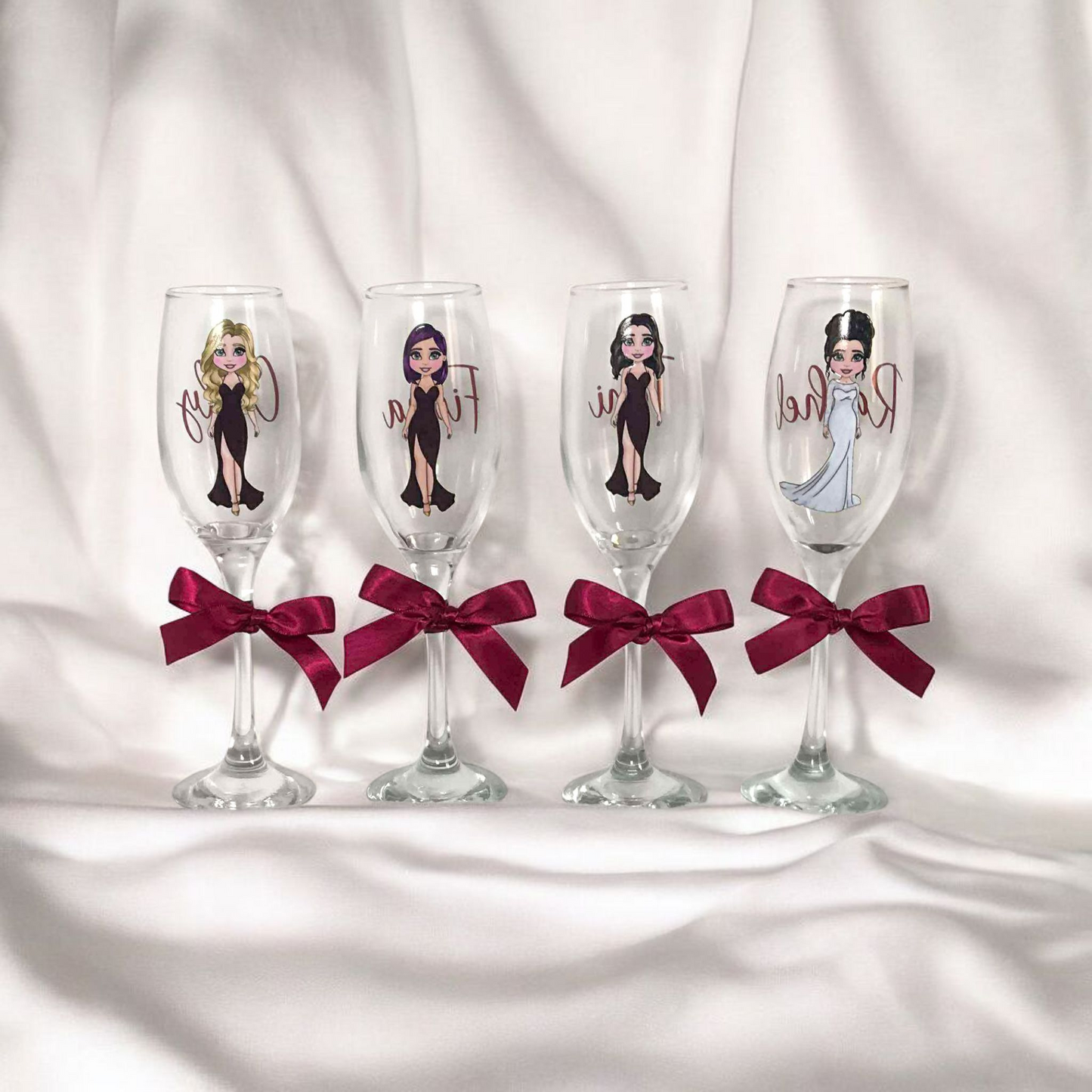 Glass - Printed Female Doll Champagne Flute