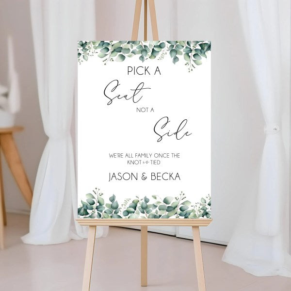 A2 Pick a Seat Wedding Sign (Various Designs)