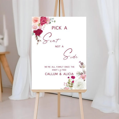 A2 Pick a Seat Wedding Sign (Various Designs)