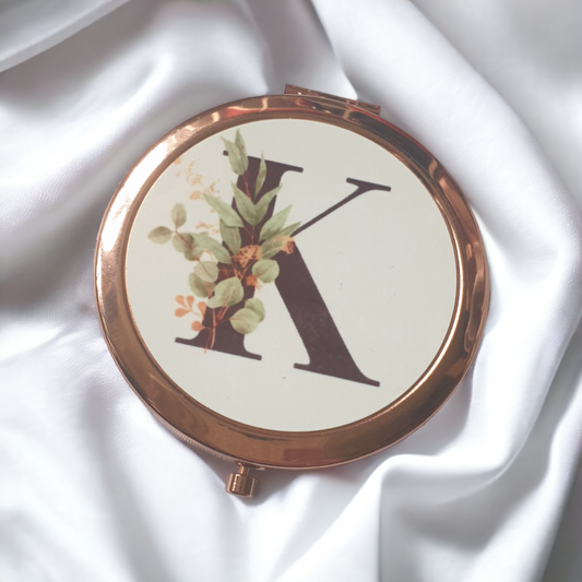Floral Initial Compact Mirror (2 Colours)