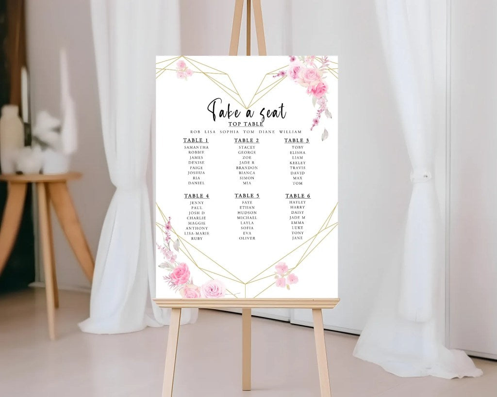 A2 Wedding Seating Plan - Portrait (Various Designs)