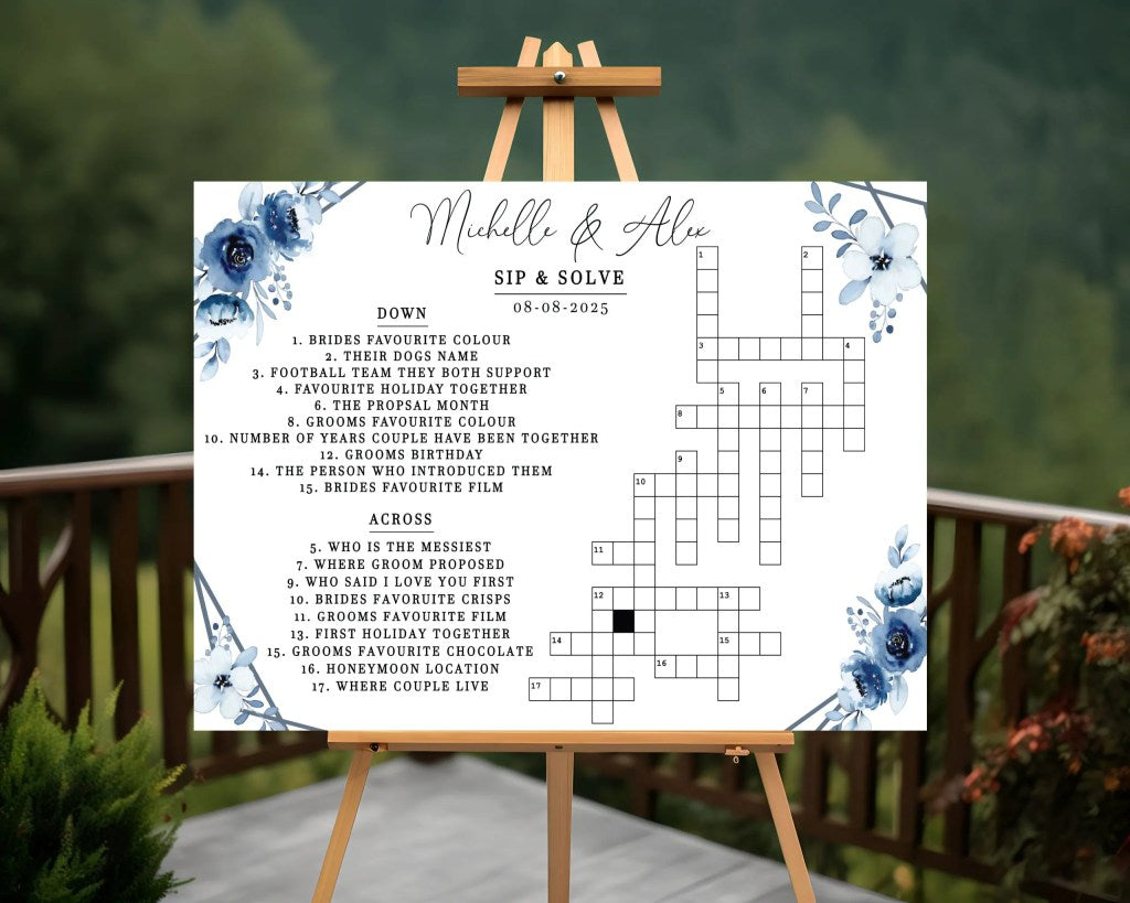 Wedding Crossword Sip & Solve Board