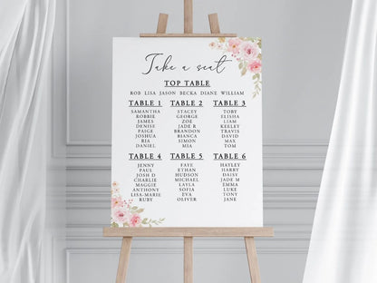 A2 Wedding Seating Plan - Portrait (Various Designs)