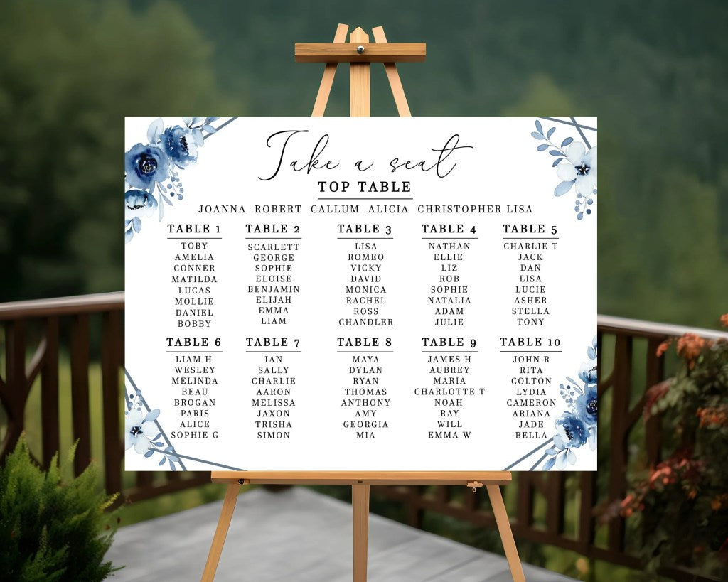 A2 Wedding Seating Plan - Landscape (Various Designs)