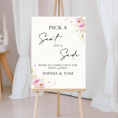 A2 Pick a Seat Wedding Sign (Various Designs)