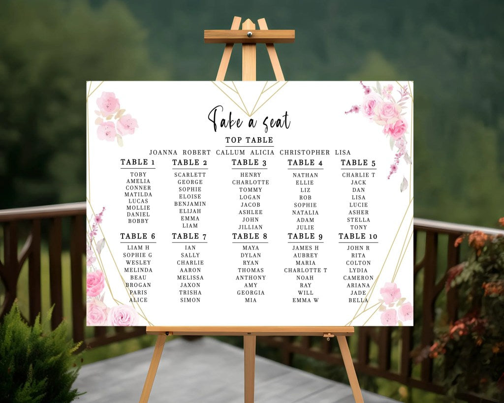 A2 Wedding Seating Plan - Landscape (Various Designs)