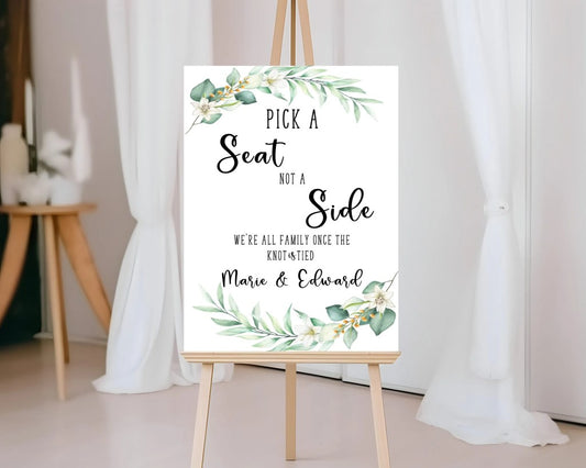 A2 Pick a Seat Wedding Sign (Various Designs)