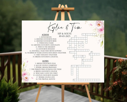 Wedding Crossword Sip & Solve Board