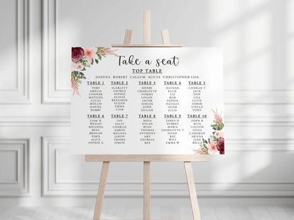 A2 Wedding Seating Plan - Landscape (Various Designs)